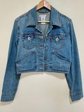 Levi's Jeans Cropped Denim Jacket Blue Size L